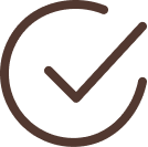 Brown checkmark inside a circle icon.