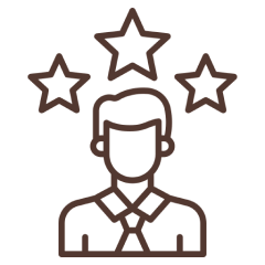 Person icon with three stars overhead.